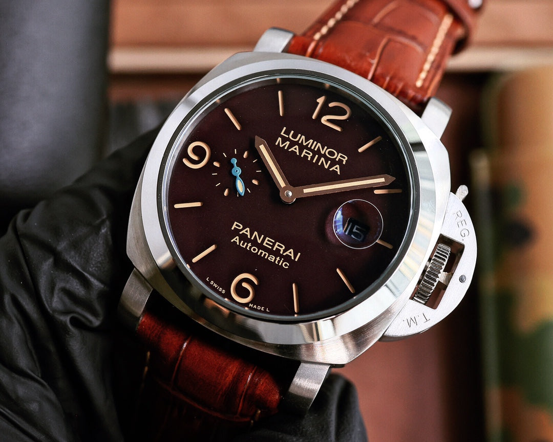 Wine Silver - Brown Leather - Automatic - 44mm