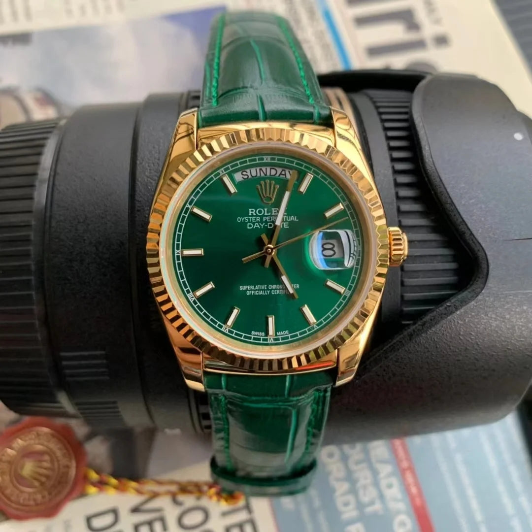 LADY- M118138- Green Yellow gold - Green Leather- Automatic - 36mm