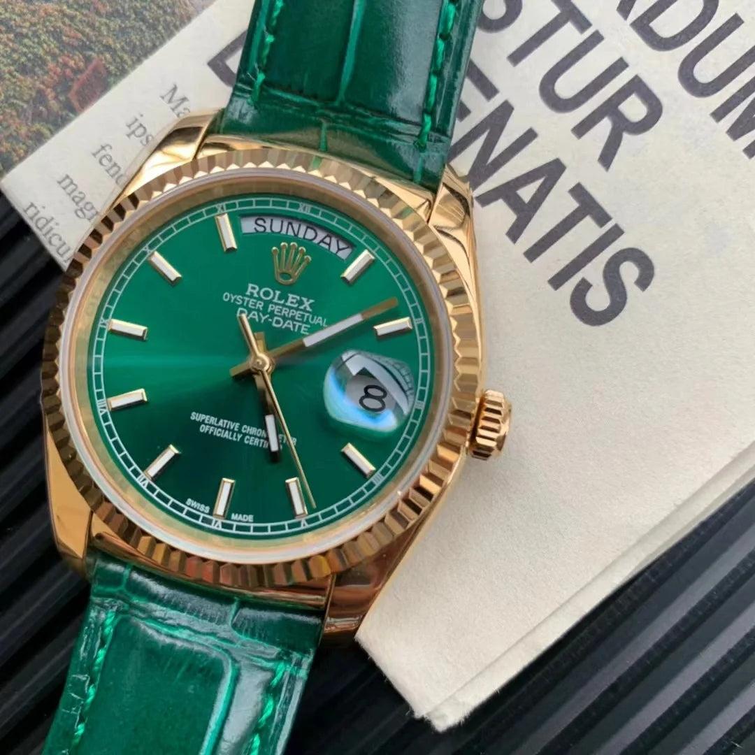 LADY- M118138- Green Yellow gold - Green Leather- Automatic - 36mm