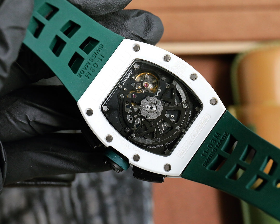 Chronograph- White Ceramic- Green Rubber- Automatic - 40*50mm