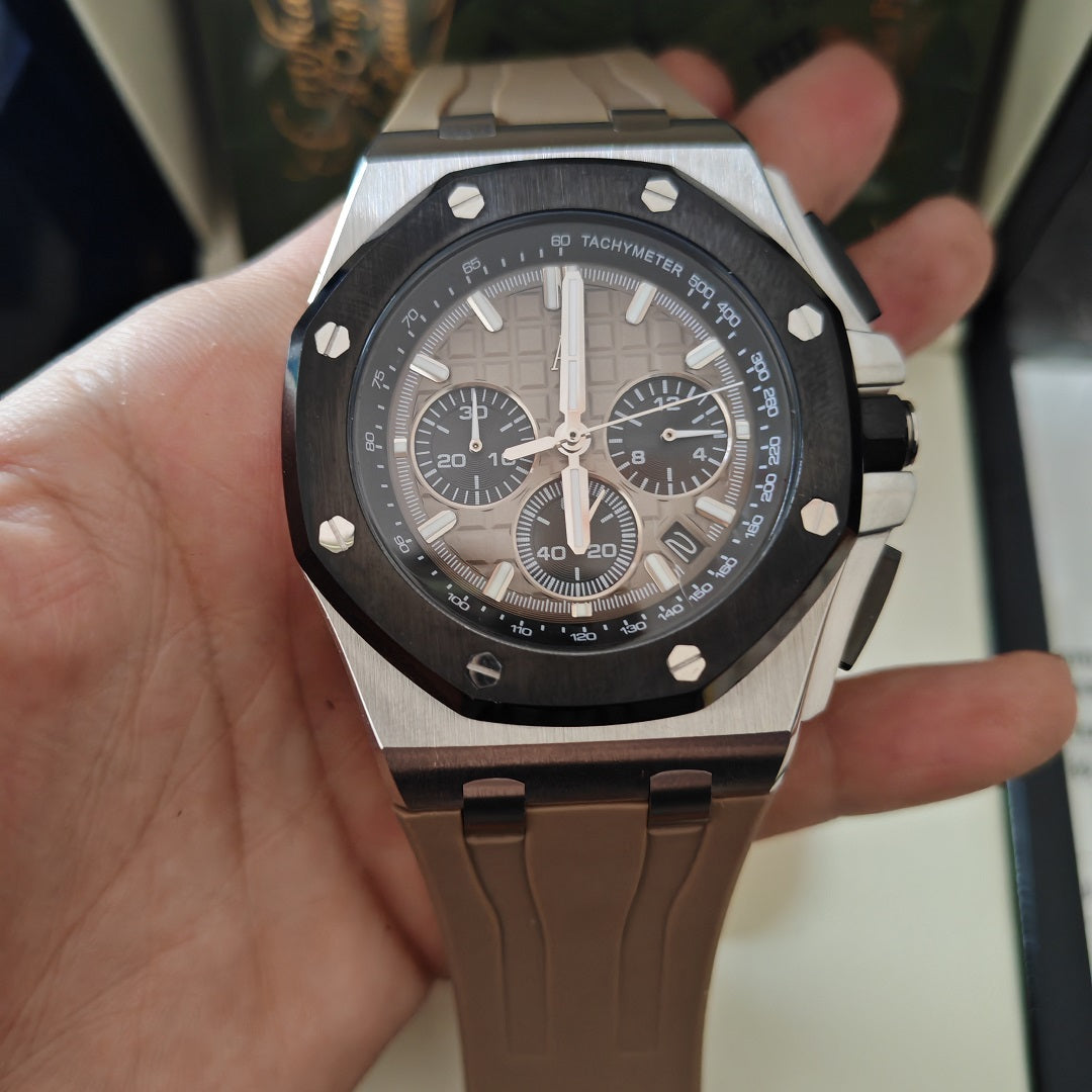 🔥limited-time offer!🔥Brwon Rubber - Chronograph - 904L Steel - Quartz - 43mm