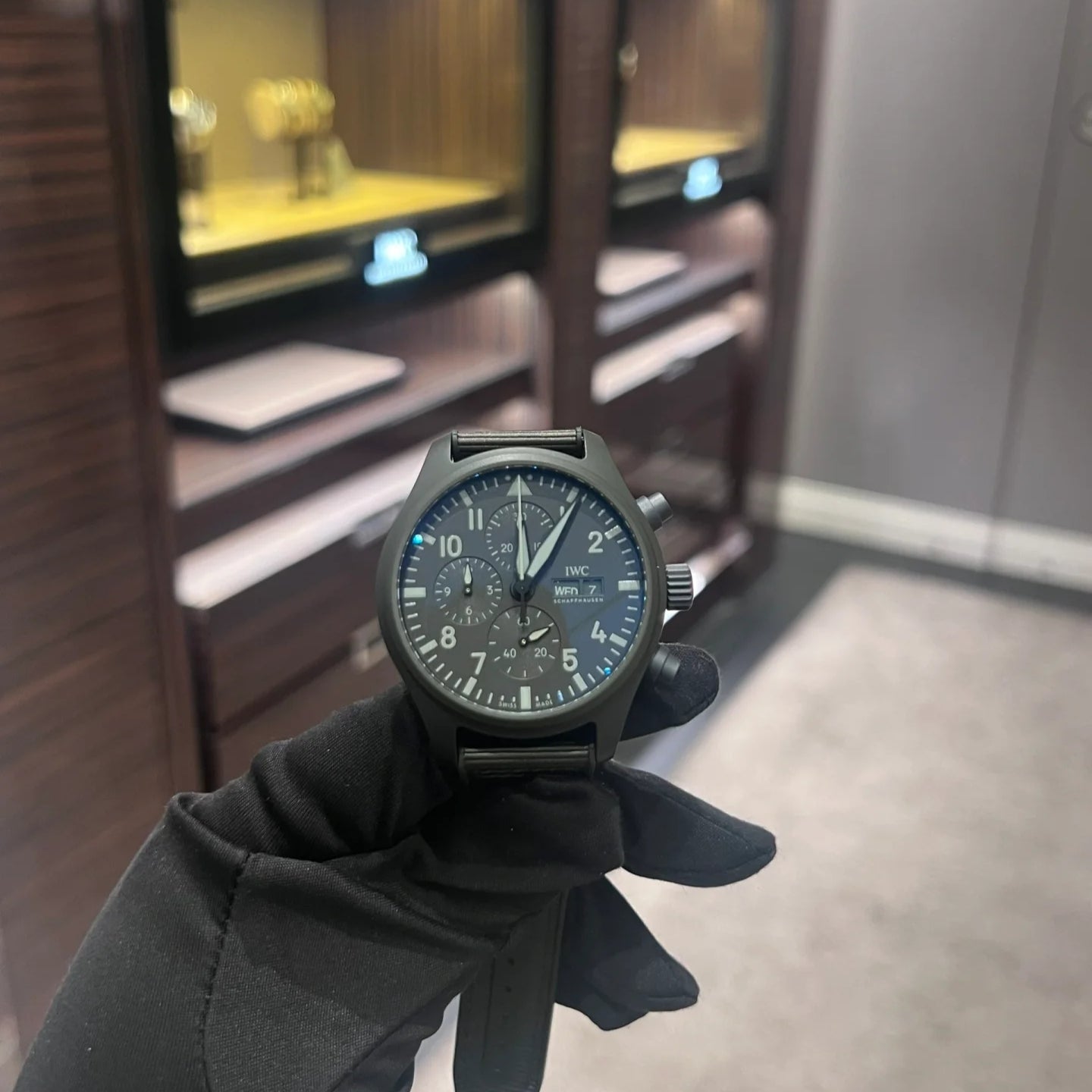 Chronograph -Dark green - Green rubber- Quartz -42mm