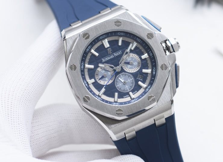 Chronograph-Blue Silver OFFs - Blue Rubber - Automatic - 43mm