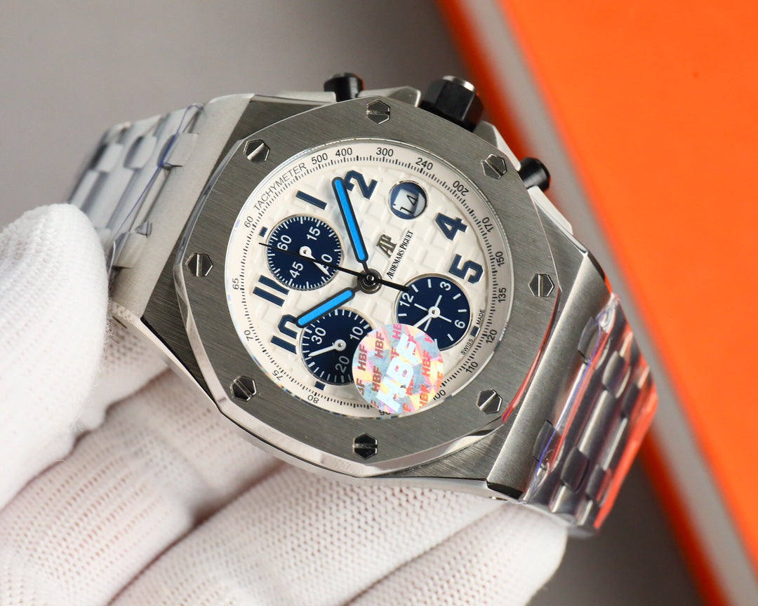 Chronograph - White Ceramic Bezel - Silver 904L Steel - Automatic - 44mm