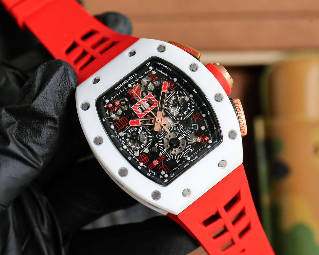 Chronograph - White Ceramic - Red Rubber - Automatic - 40*51mm