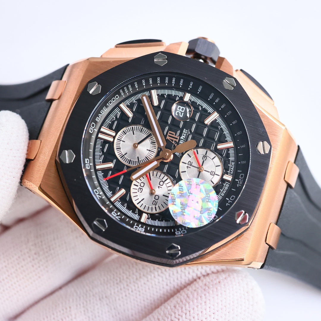 TOP! Yellow Gold Ceramic Bezel - Black Rubber - Automatic - 43mm