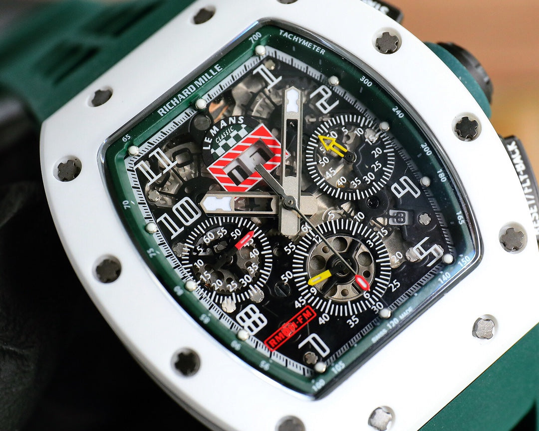Chronograph- White Ceramic- Green Rubber- Automatic - 40*50mm