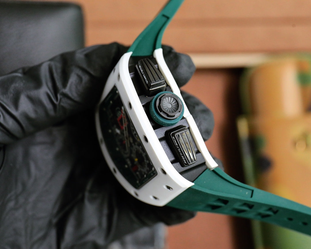 Chronograph- White Ceramic- Green Rubber- Automatic - 40*50mm
