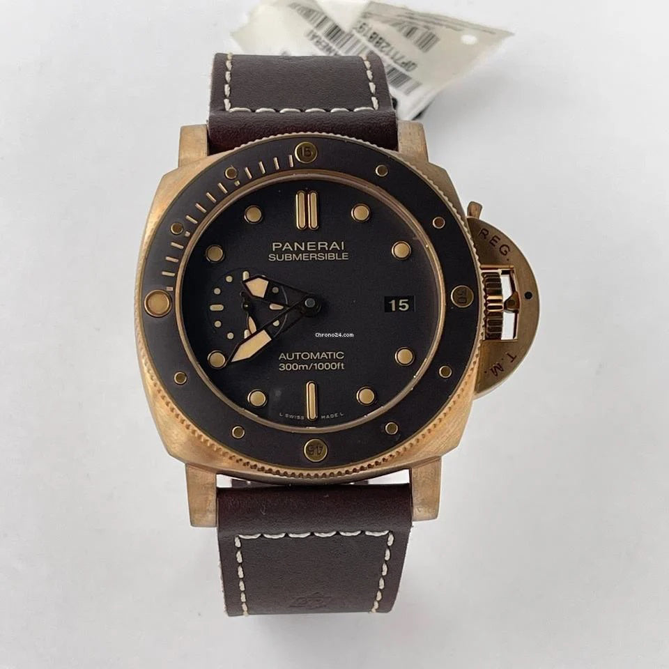 316L Steel Black -Yellow Gold - Dark Brown Leather - Automatic - 44mm
