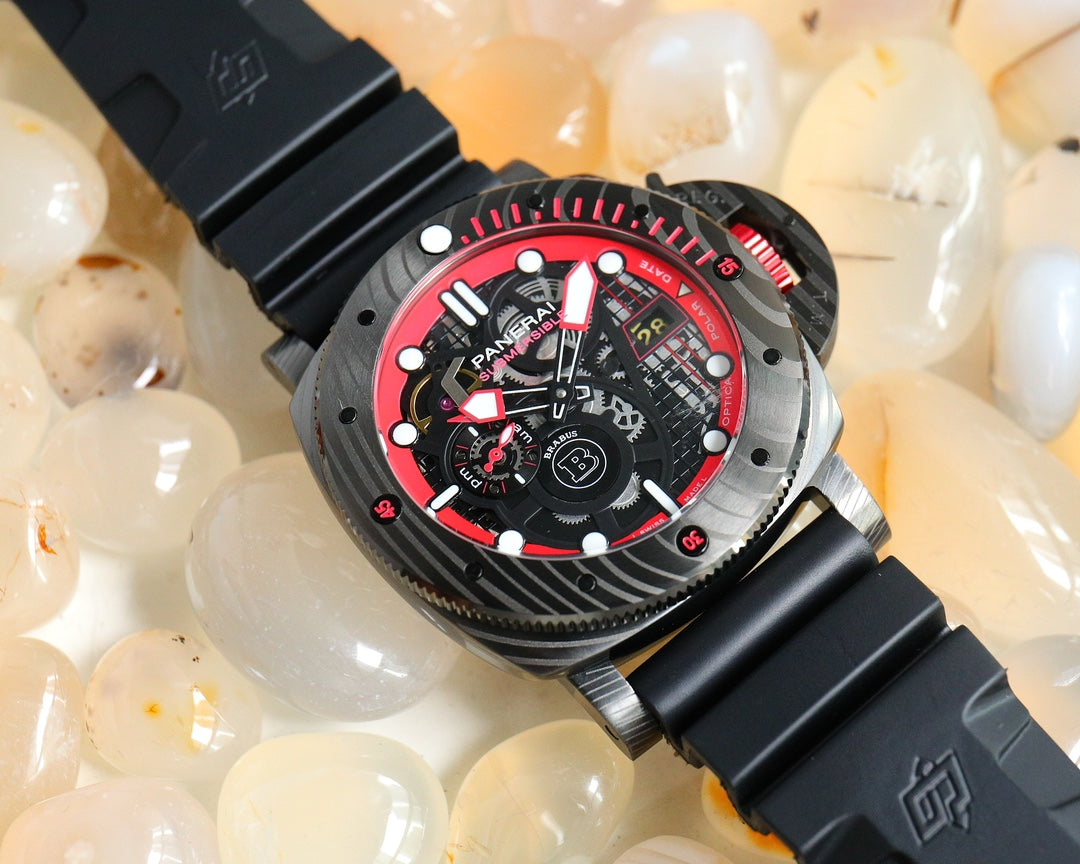 316L Steel Black- Hollow Red- Black Rubber - Automatic - 47mm
