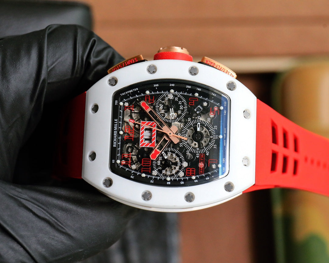 Chronograph - White Ceramic - Red Rubber - Automatic - 40*51mm
