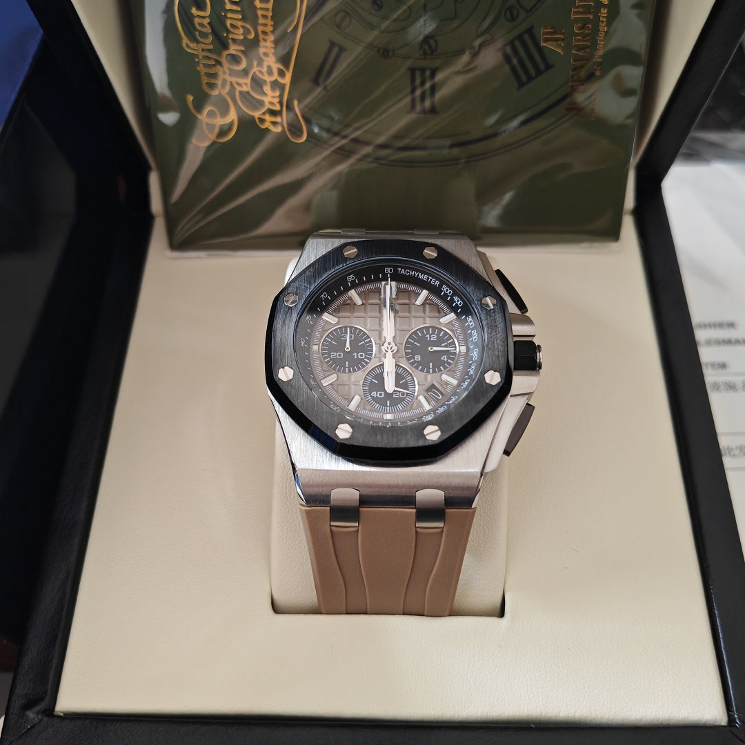 🔥limited-time offer!🔥Brwon Rubber - Chronograph - 904L Steel - Quartz - 43mm
