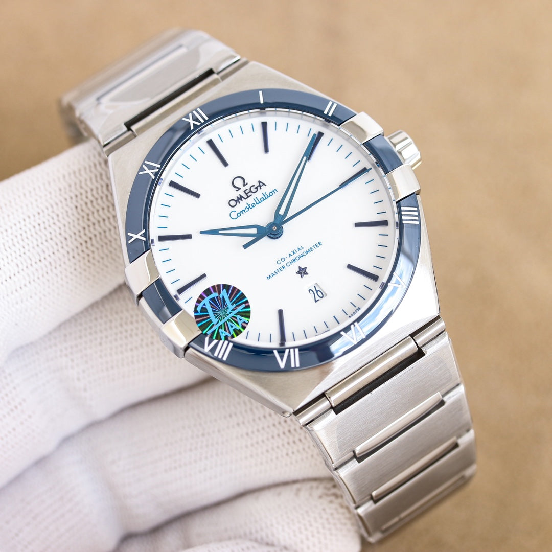 White Blue -Black - Silver 904L Steel- Automatic - 41mm