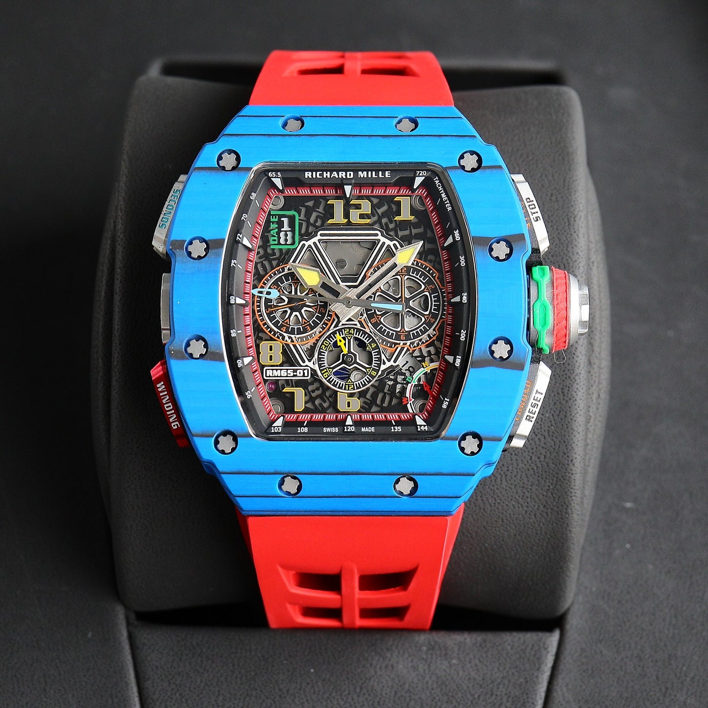 Chronograph - Blue Ceramic- Red Rubber- Self-winding - QUARTZ - 41*49mm