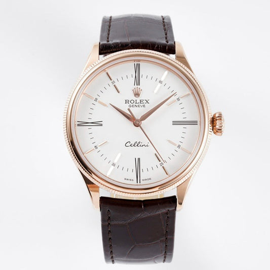 White Yellow -904L Yellow - Brown Leather - Automatic - 39mm