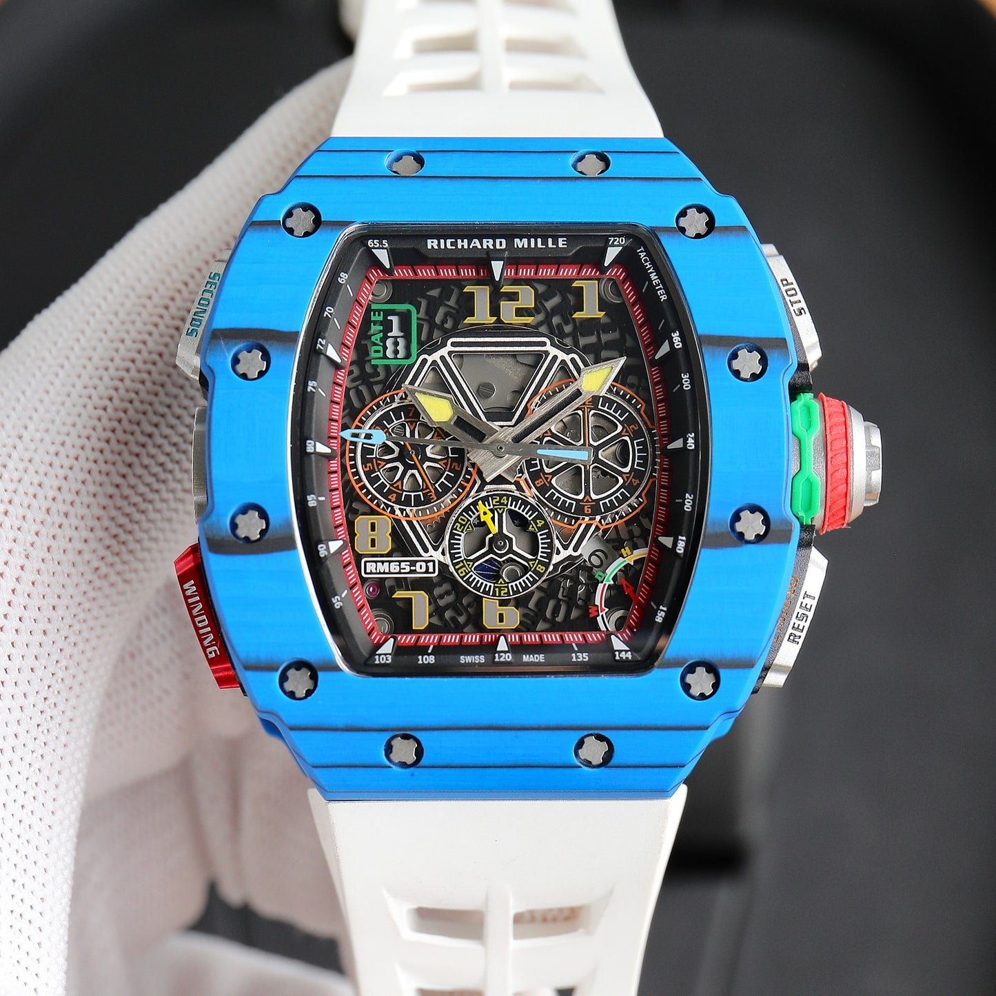 Chronograph - Blue Ceramic- White Rubber- Self-winding - QUARTZ - 41*49mm