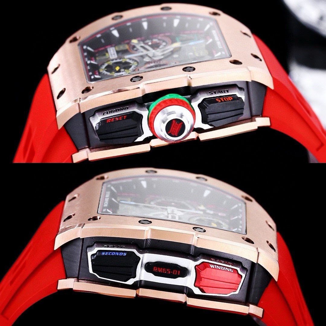 Chronograph - Rosegole 904L Steel- Red Rubber- Quartz - 41*49mm