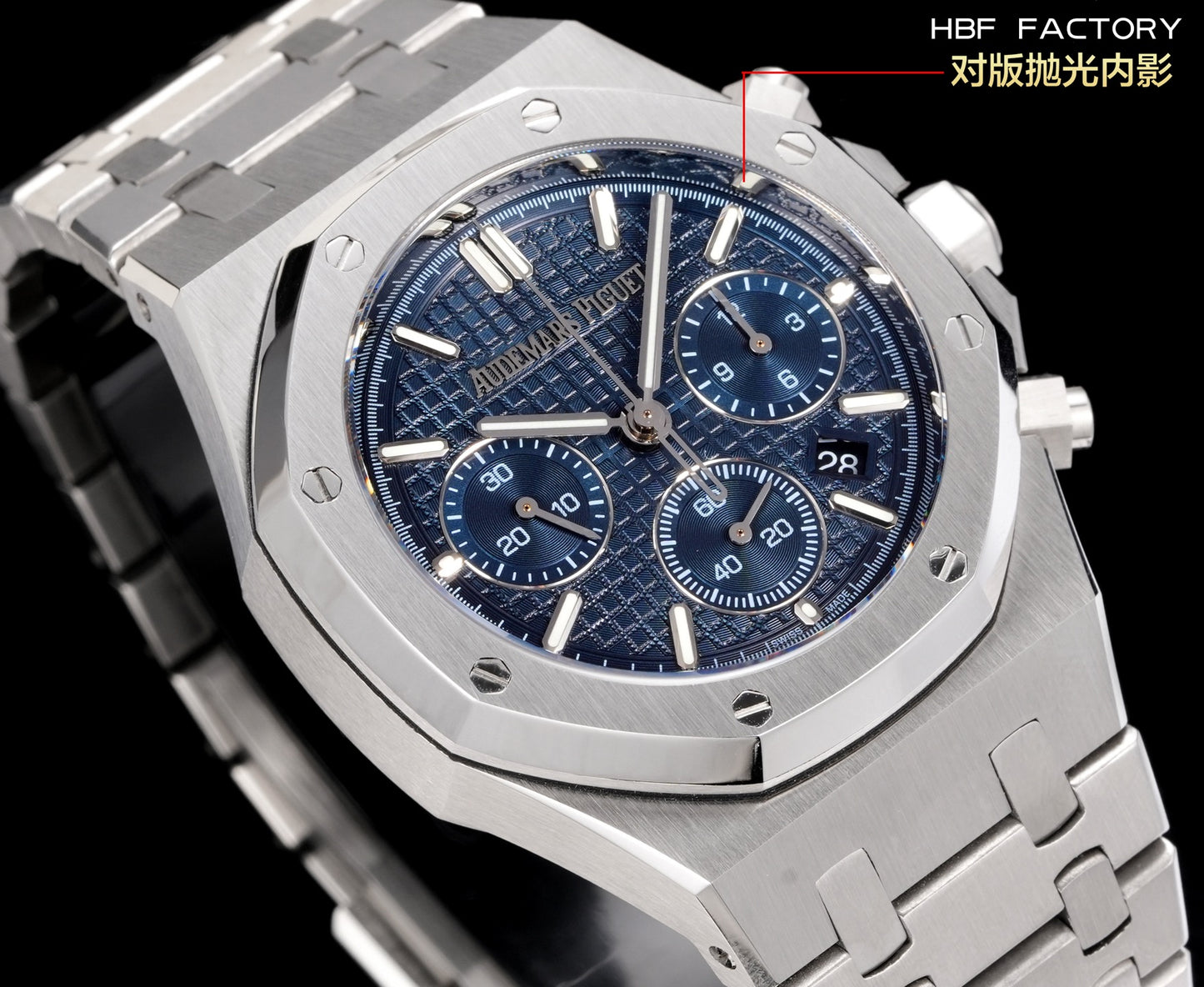 Chronograph- HBF-26240st- Blue -Silver 904L Steel- Automatic - 41mm