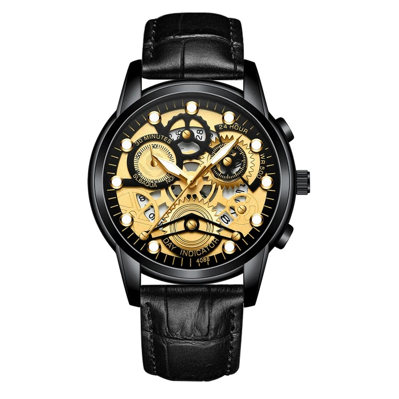 TOP! Panda Face Ceramic Bezel - Black Leather - Automatic - 43mm