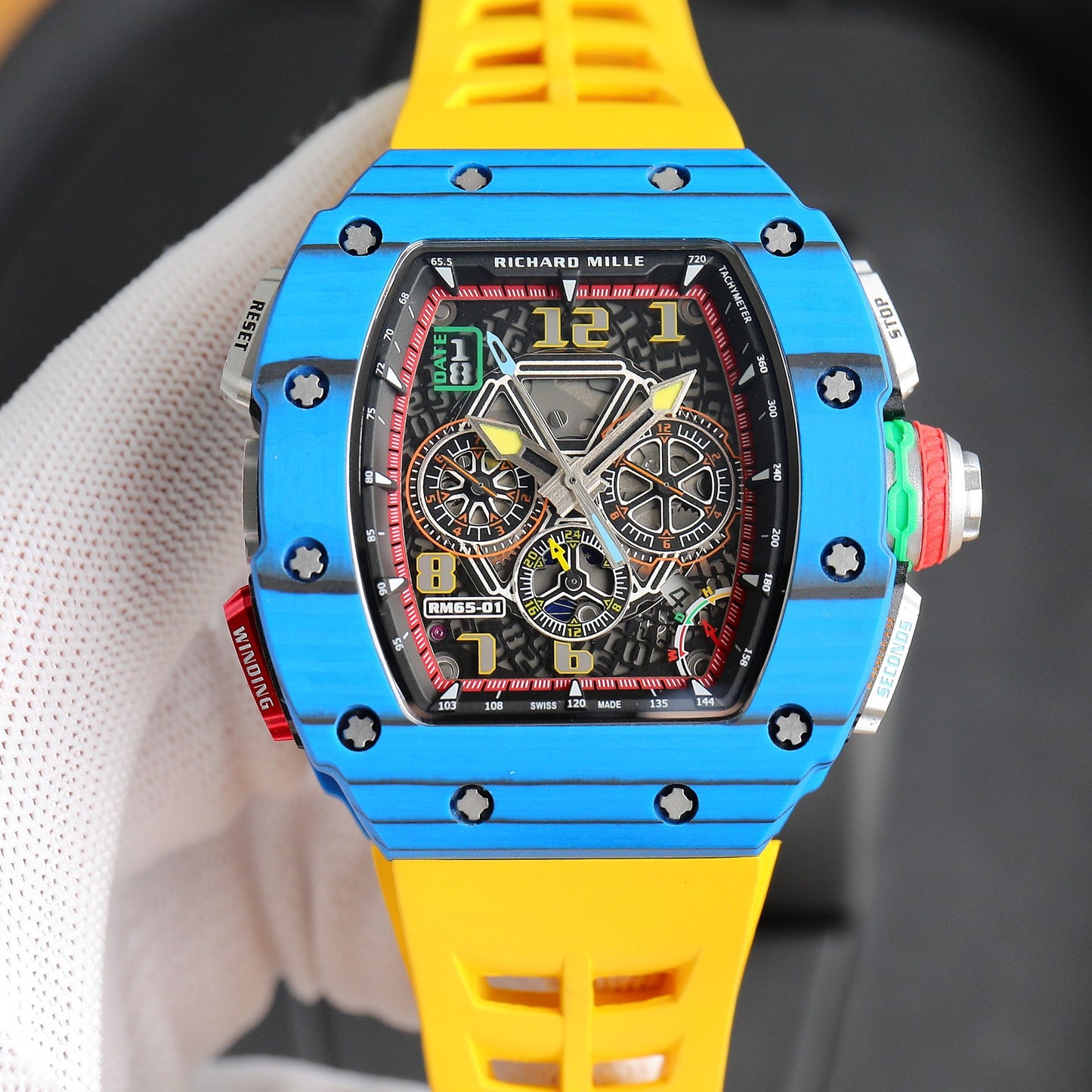 Chronograph - Blue Ceramic- Yellow Rubber- Self-winding - QUARTZ - 41*49mm