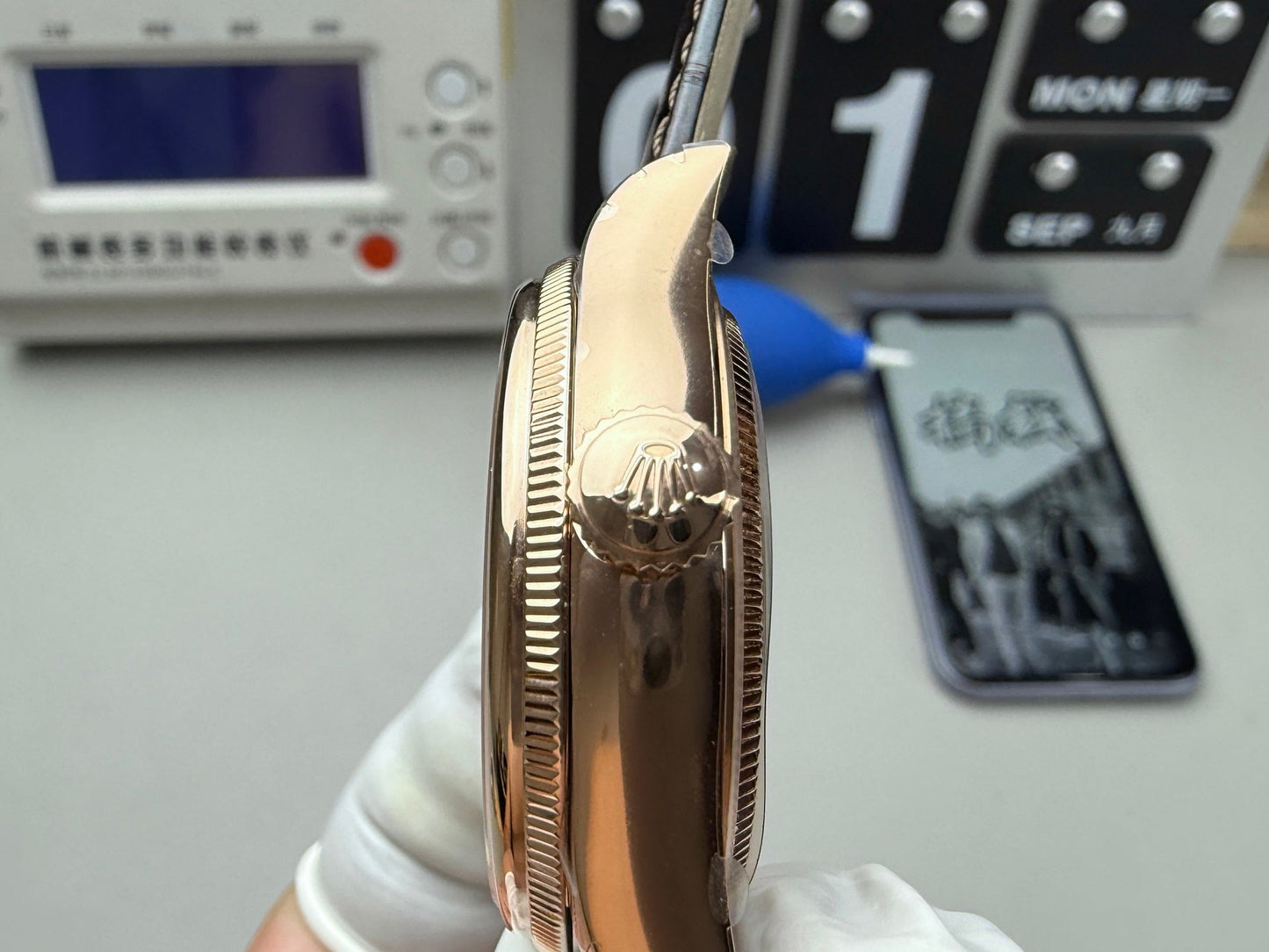 White -904L Yellow gold -Moon phase - Blrown Leather - Automatic - 39mm