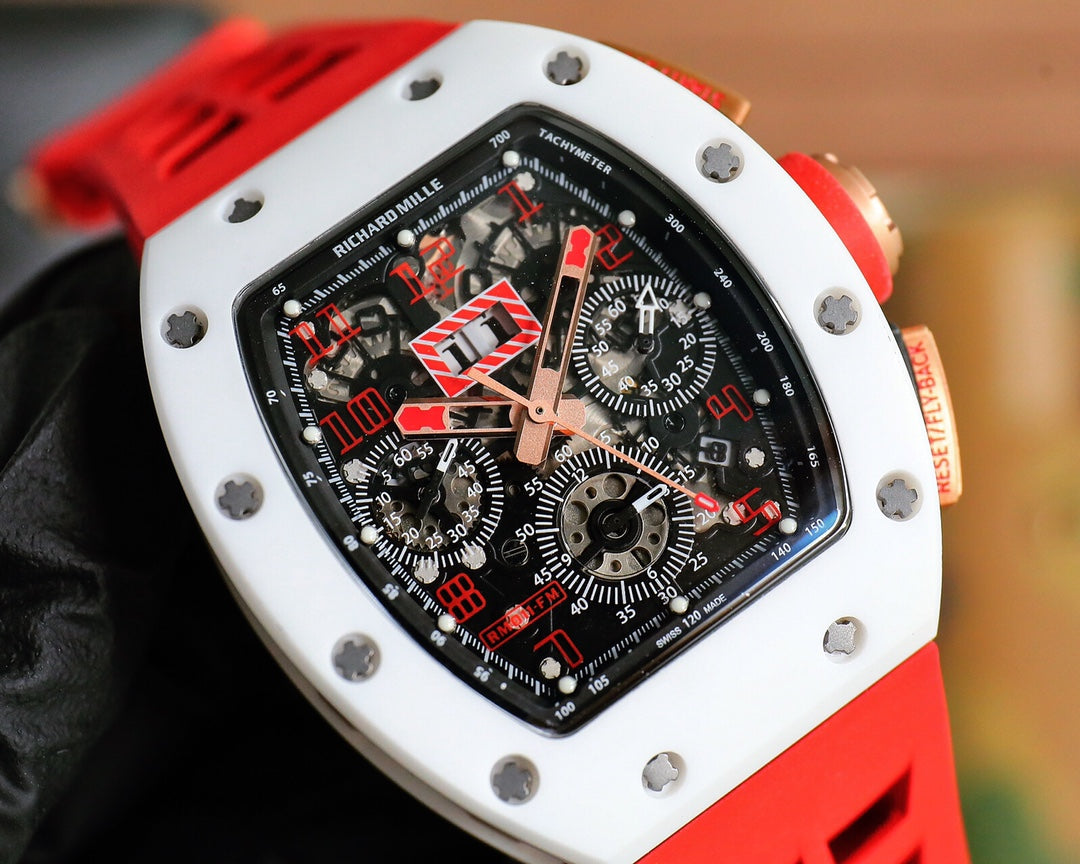 Chronograph - White Ceramic - Red Rubber - Automatic - 40*51mm