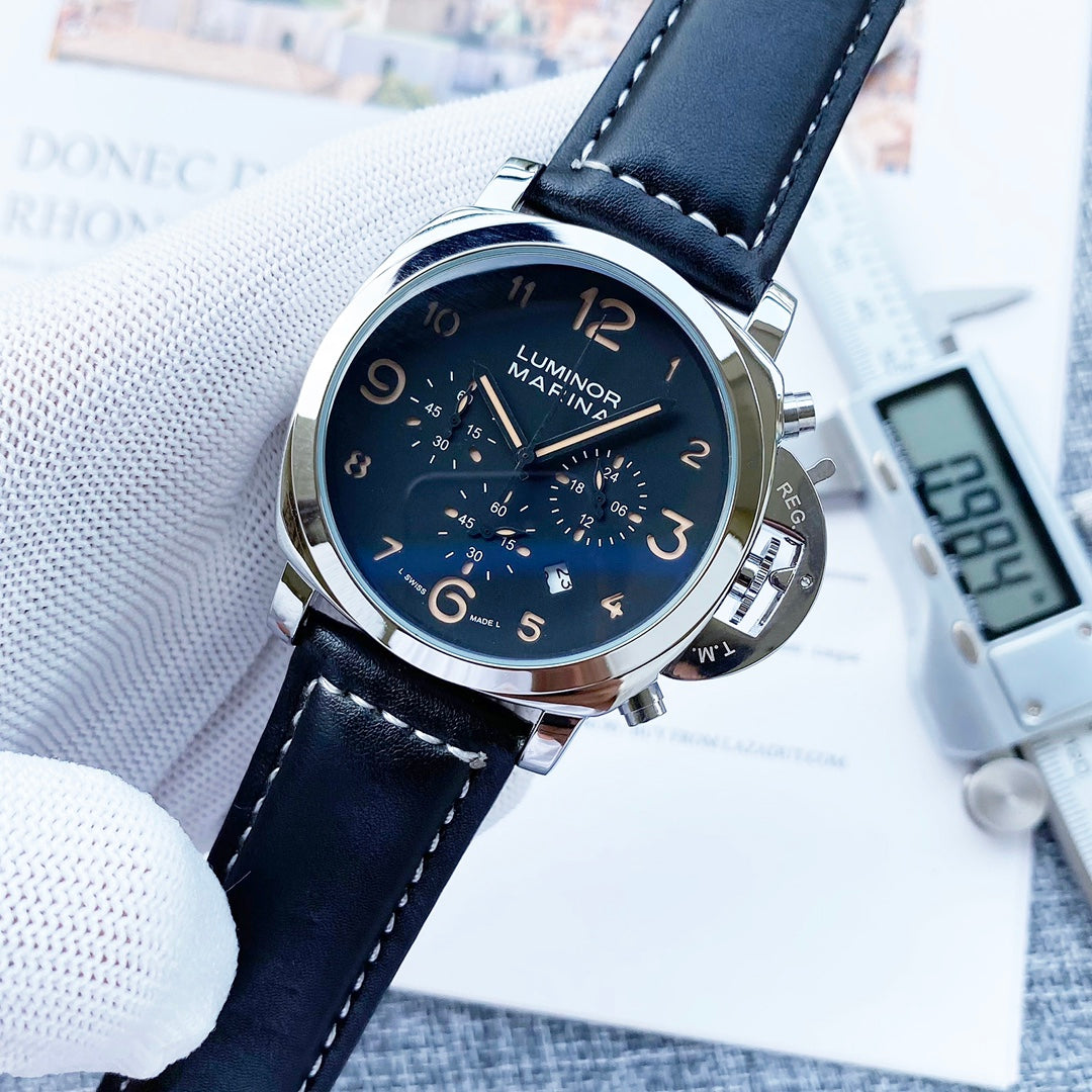 Chronograph - Silver - Darkblue Rubber - Quartz - 50mm