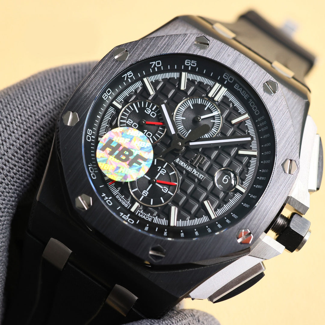 TOP! Black Ceramic Bezel - Black Rubber - Automatic - 43mm