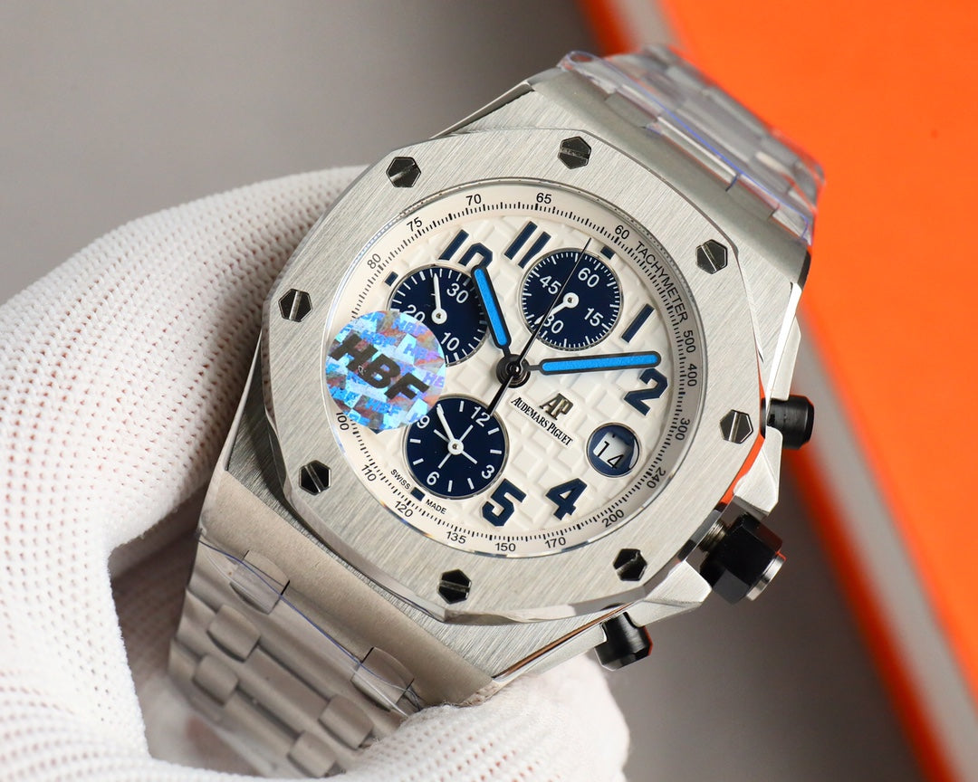 Chronograph - White Ceramic Bezel - Silver 904L Steel - Automatic - 44mm