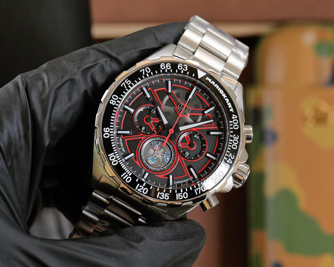 Chronograph - Red - White 904L Steel - Quartz - 41mm