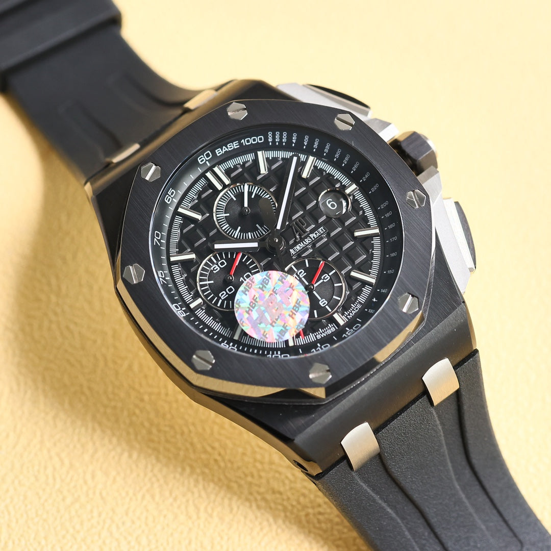TOP! Black Ceramic Bezel - Black Rubber - Automatic - 43mm