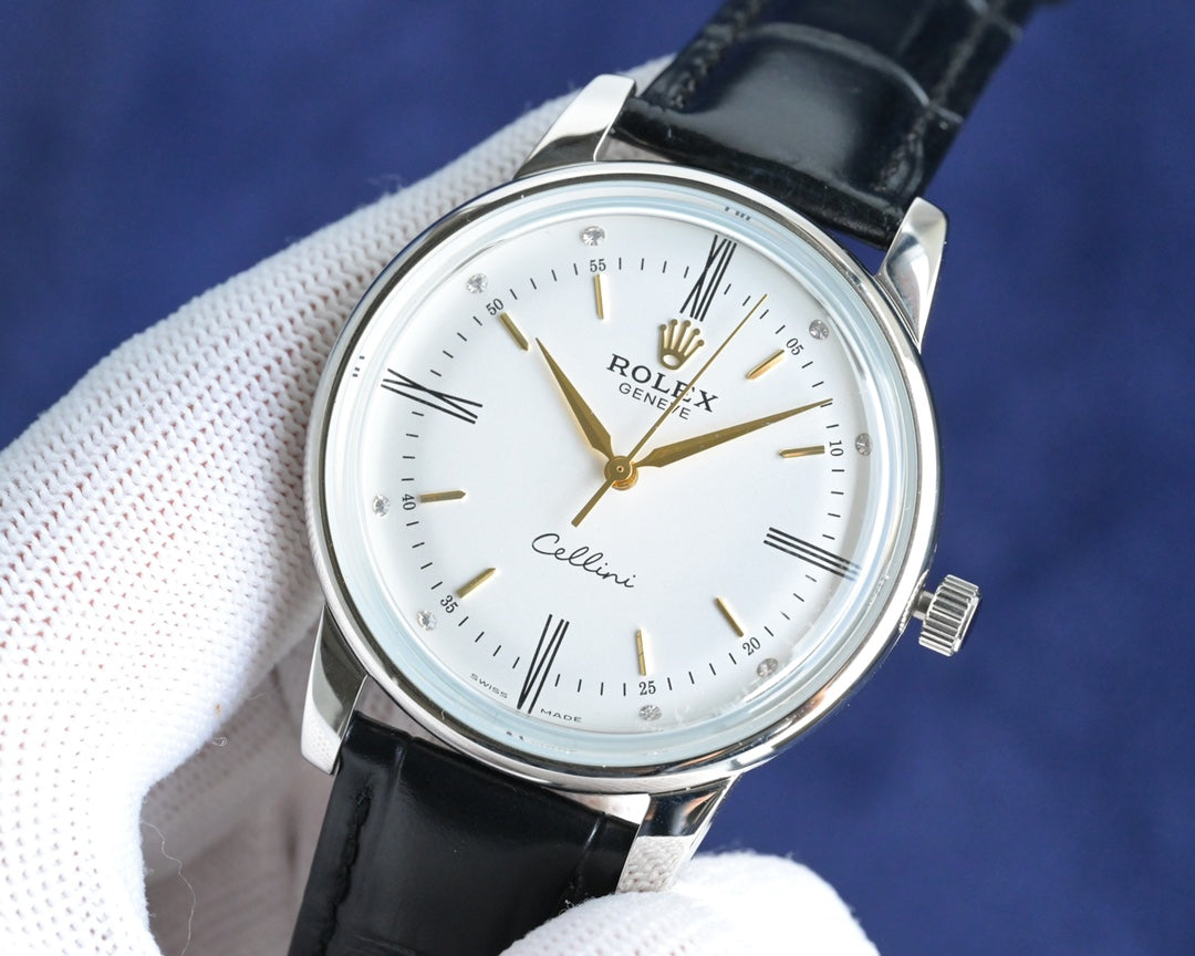 Silver White - Black Leather - Automatic - 42mm
