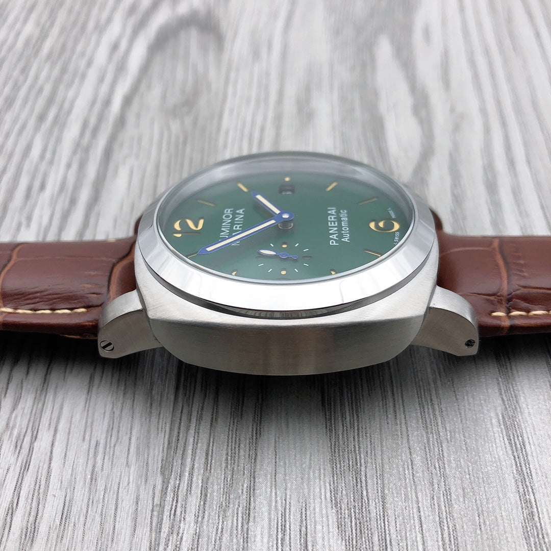 Green Silver -904L Steel - Brown Leather -Automatic - 44mm