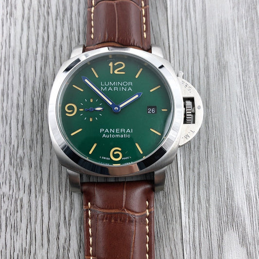 Green Silver -904L Steel - Brown Leather -Automatic - 44mm