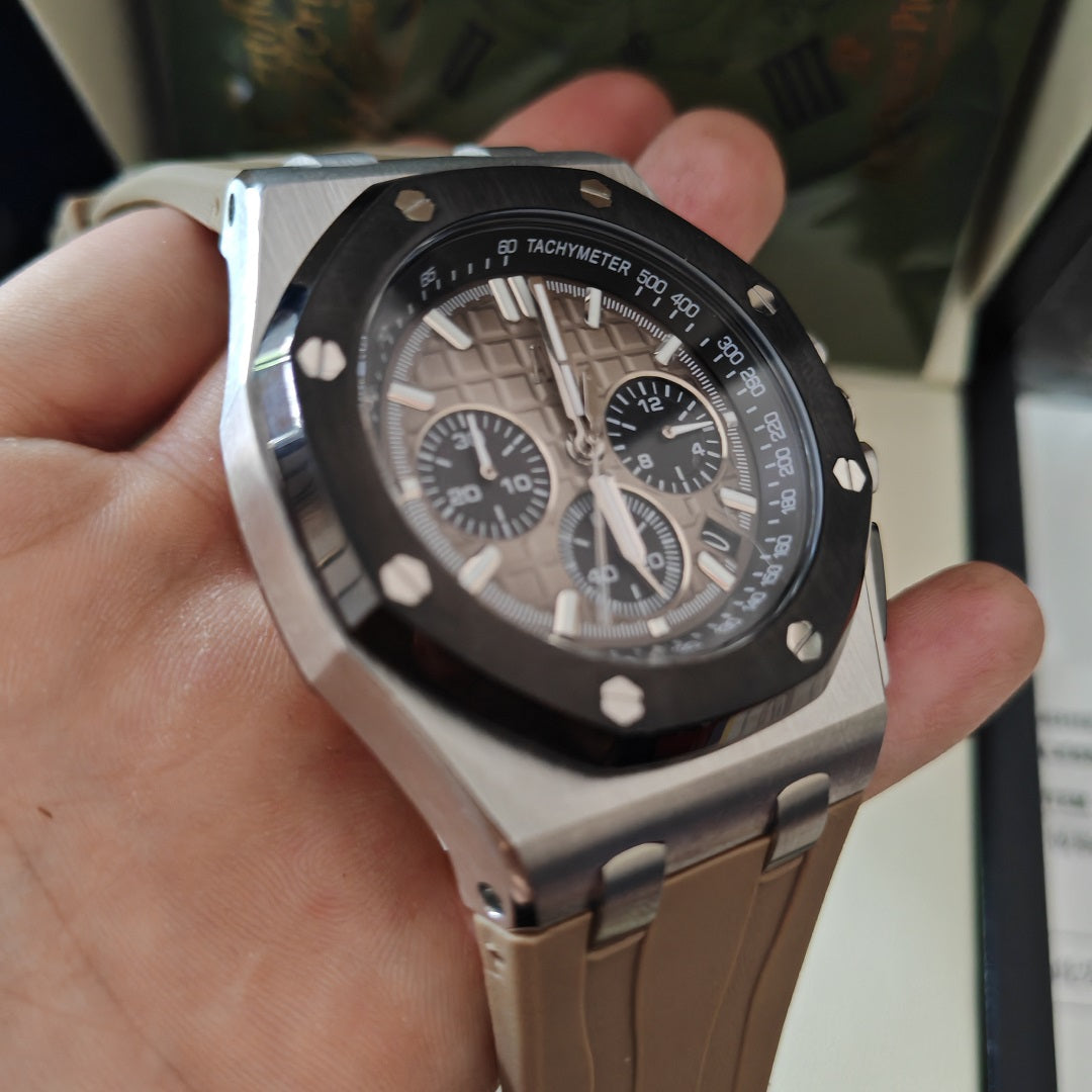 🔥limited-time offer!🔥Brwon Rubber - Chronograph - 904L Steel - Quartz - 43mm