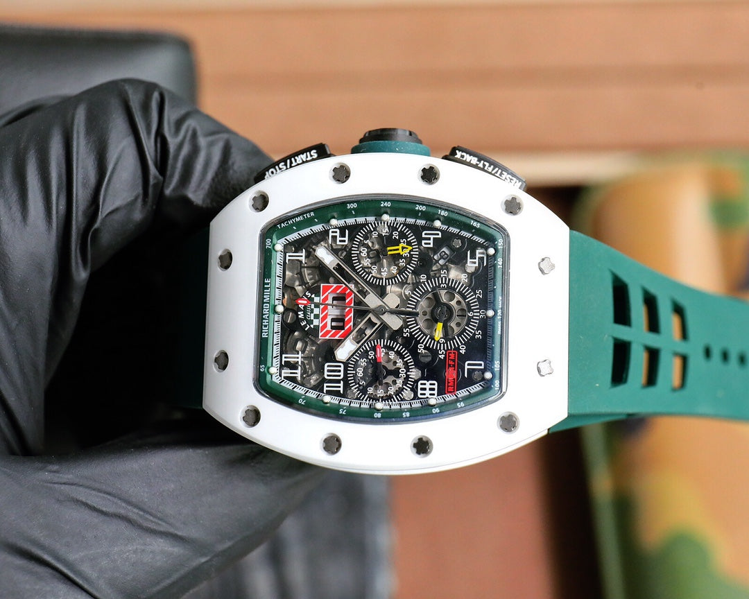 Chronograph- White Ceramic- Green Rubber- Automatic - 40*50mm