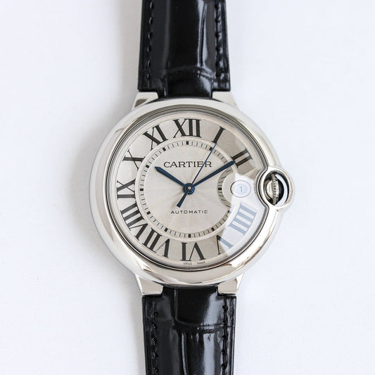 White -White Silver - Black Leather- Automatic - 36/42mm