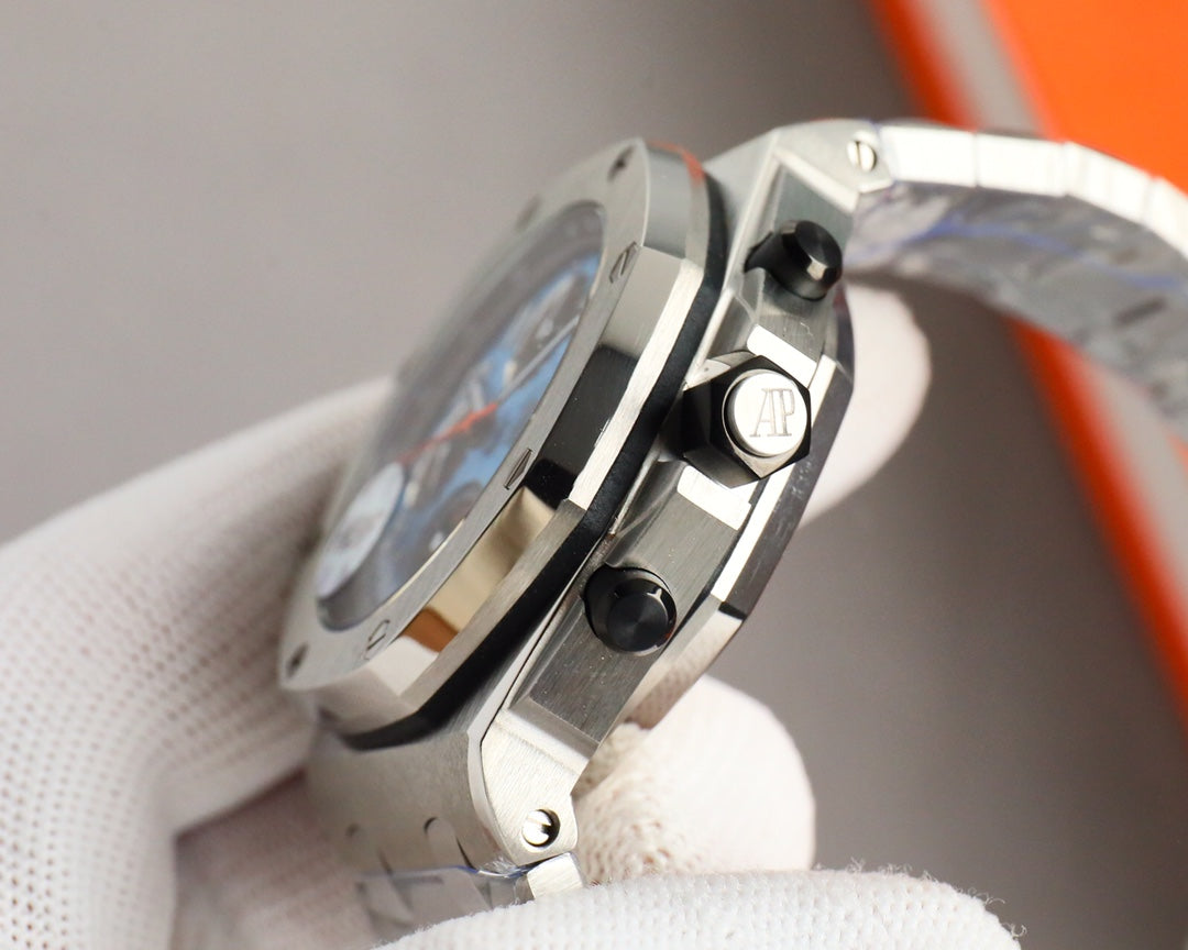 Chronograph - Baby blue White Ceramic Bezel - Silver 904L Steel - Automatic - 44mm