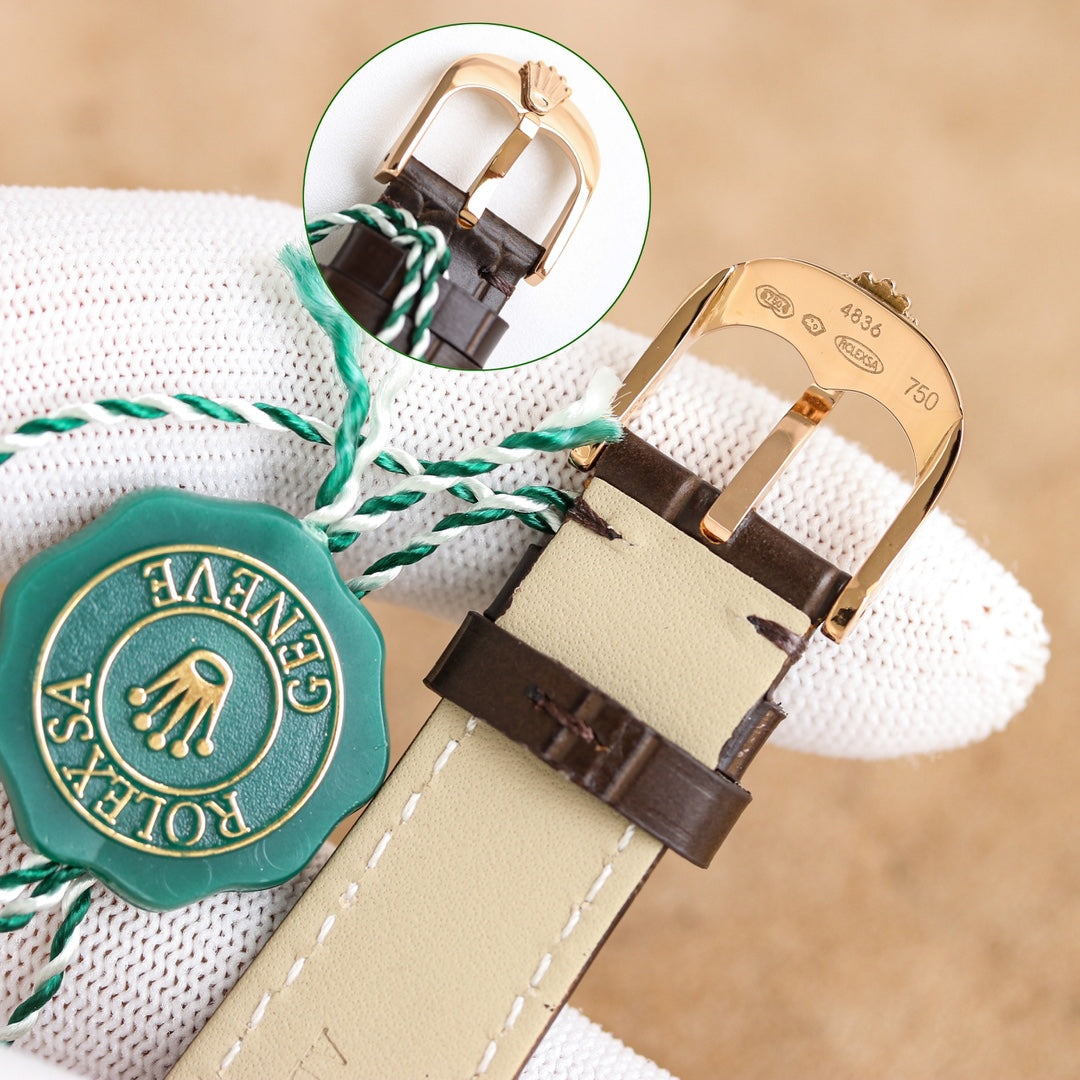 White Yellow -904L Yellow - Brown Leather - Automatic - 39mm