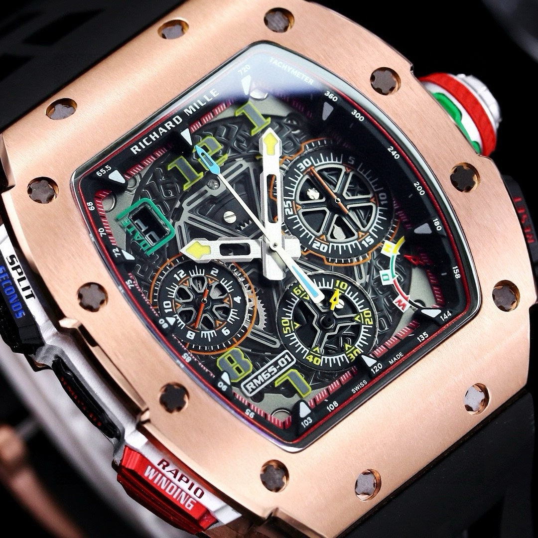 Chronograph - Rosegole 904L Steel- Red Rubber- Quartz - 41*49mm