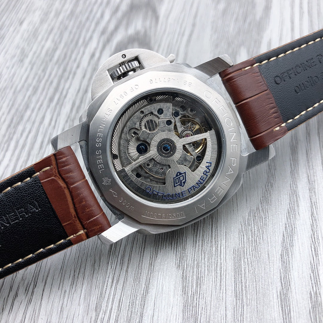 Green Silver -904L Steel - Brown Leather -Automatic - 44mm