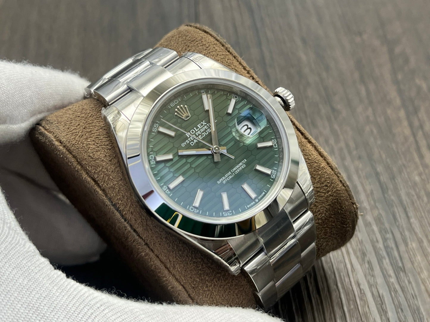 C-Factory -Green Wave - Smooth Bezel - Silver 904L Steel- Automatic - 41mm