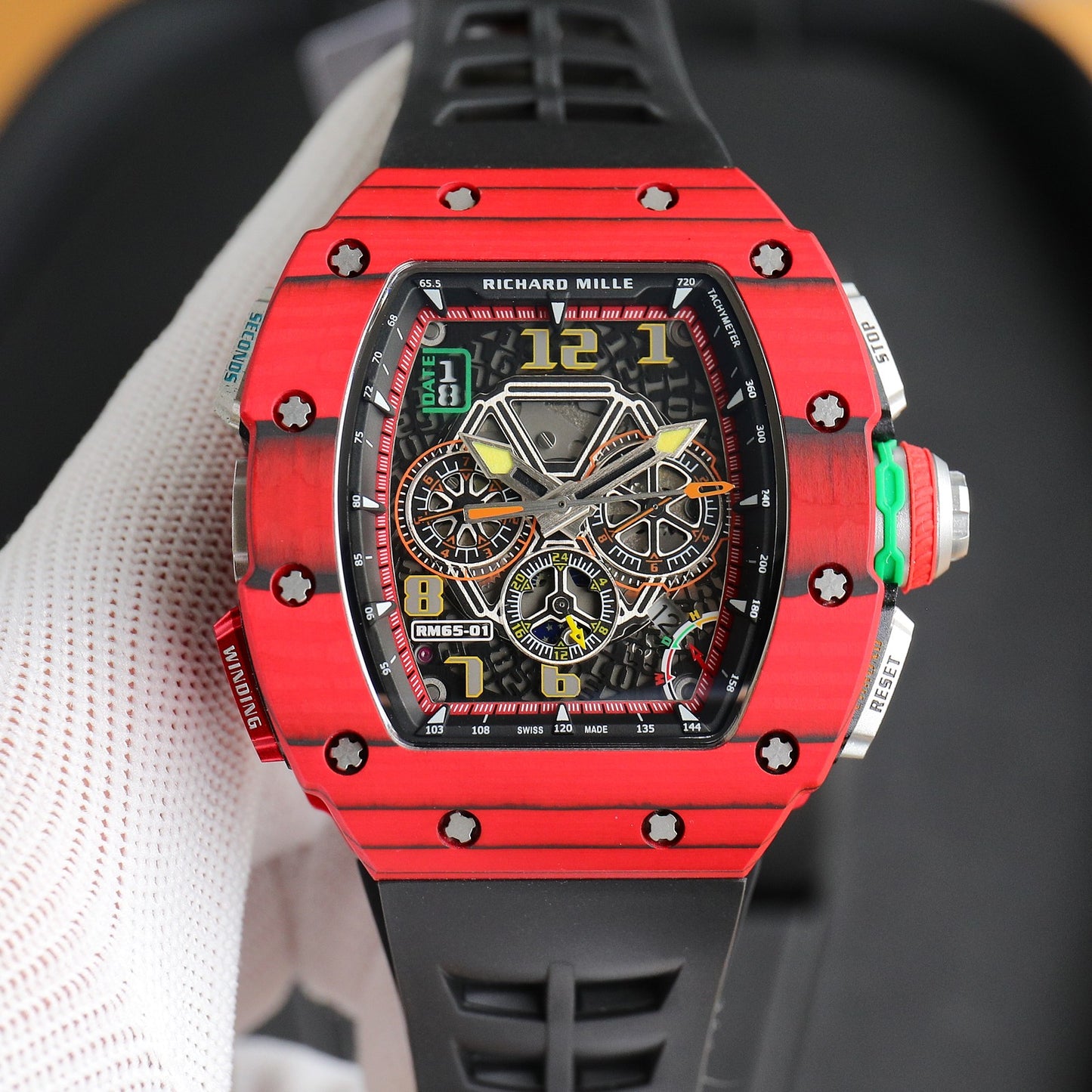 Chronograph - Red Ceramic- Black Rubber- Self-winding - QUARTZ - 41*49mm