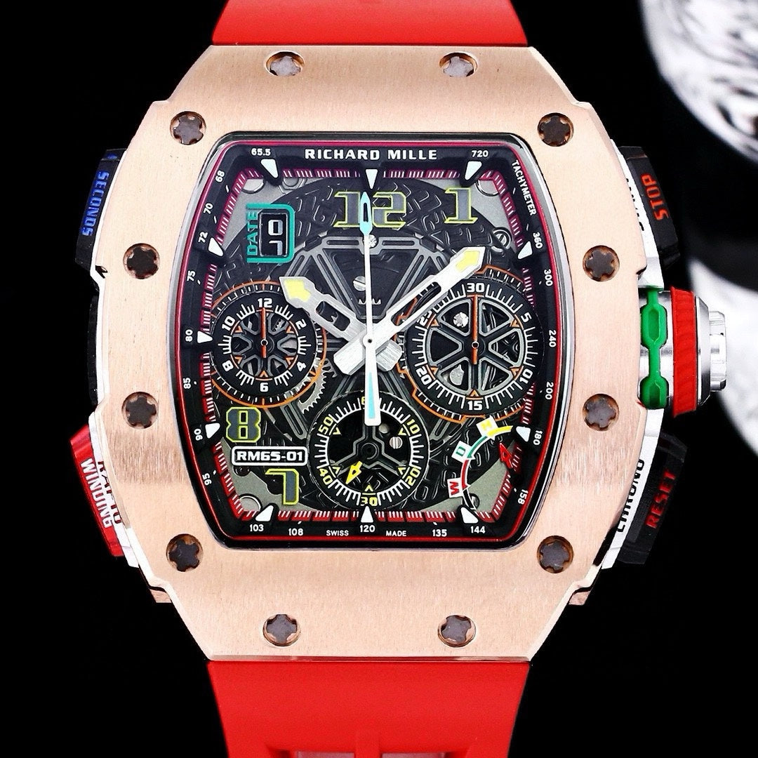 Chronograph - Rosegole 904L Steel- Red Rubber- Quartz - 41*49mm