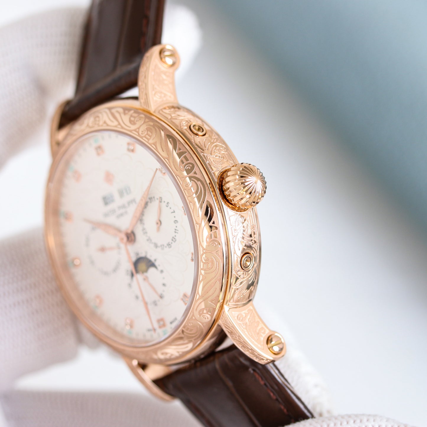 Rose gold -White Silver - Brown Leather - Automatic - 42mm