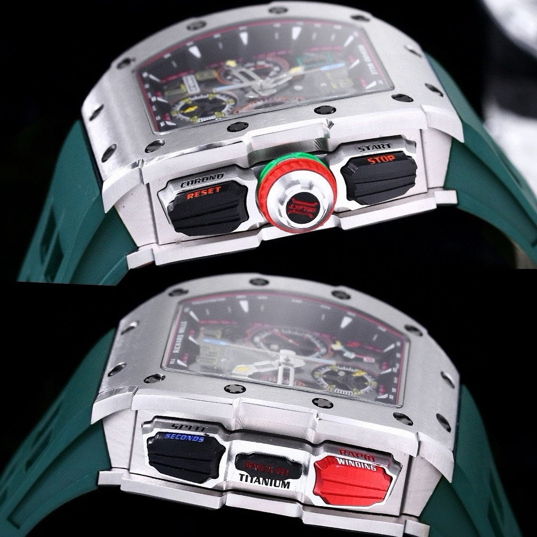 Chronograph - Silver 904L Steel- Green Rubber- Quartz - 41*49mm