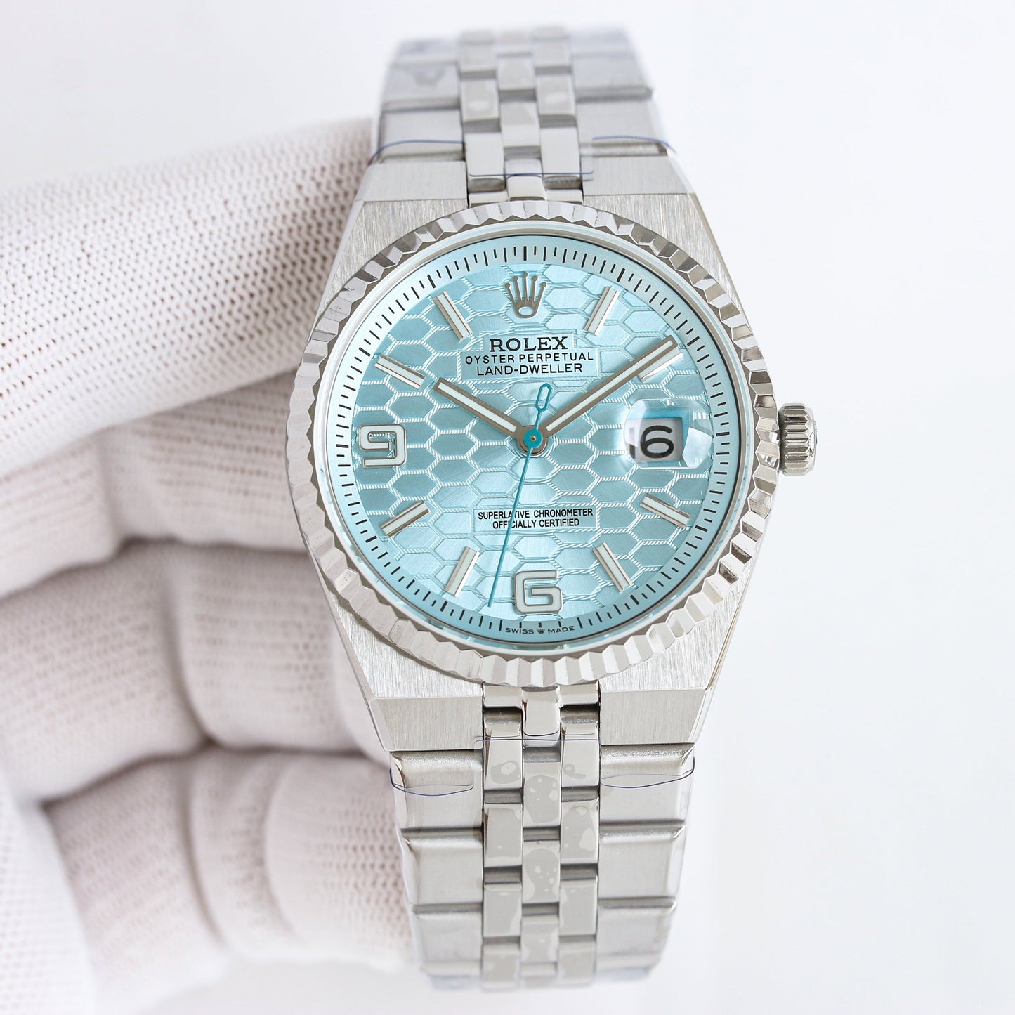 L-Dweller - 127336- Ice blue - Silver 904L Steel- Ultra-thin-Automatic - 40/36mm