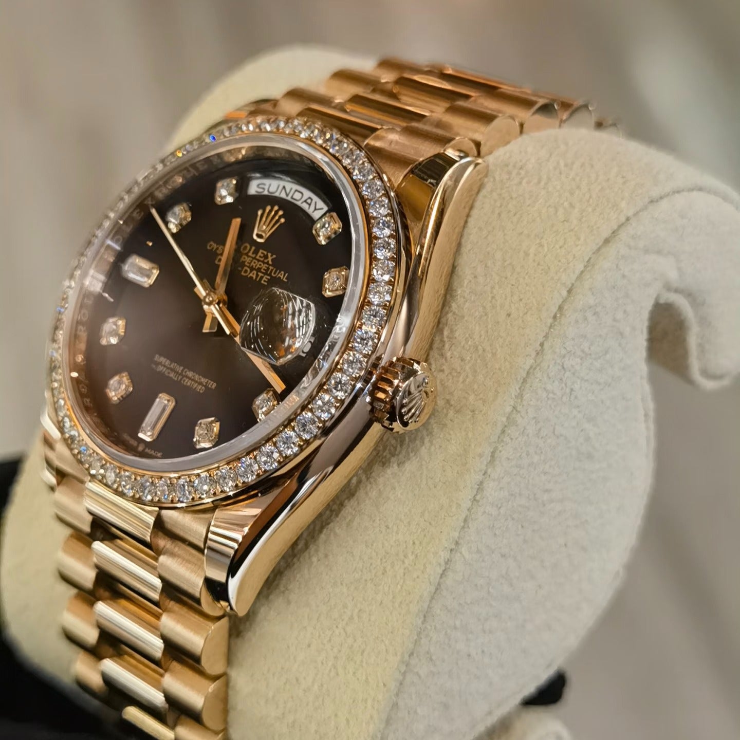 LADY -Black - Rhinestones Bezel - Yellow 904L Steel -Automatic - 36mm