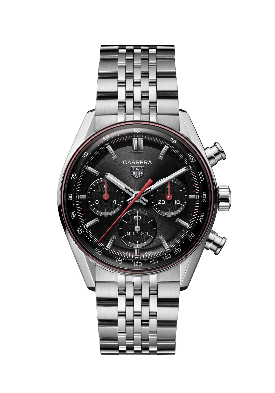 Chronograph -Black Red -Silver 904L Steel - Quartz - 41mm