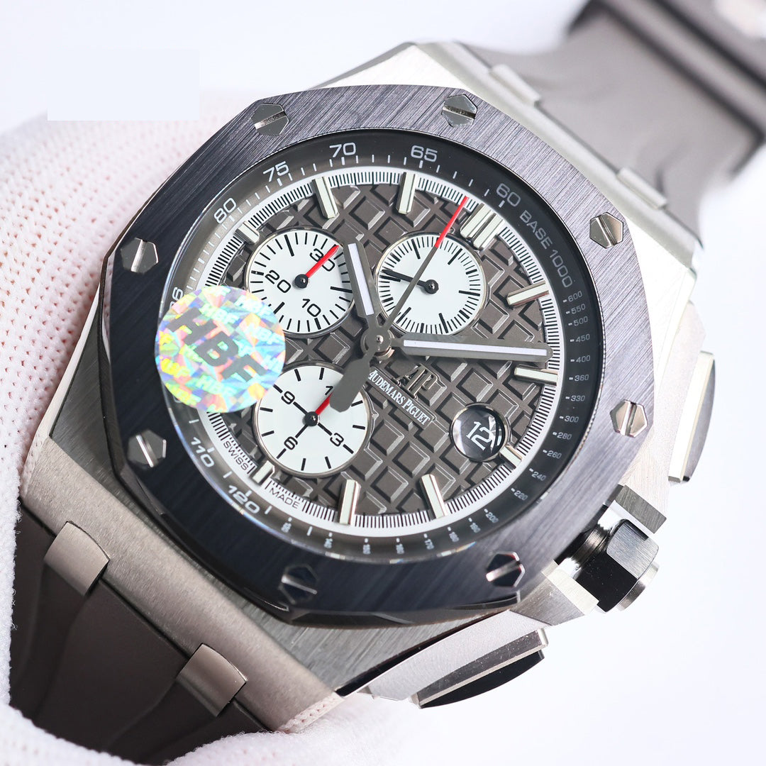 TOP! Grey Ceramic Bezel - Grey Rubber - Automatic - 43mm